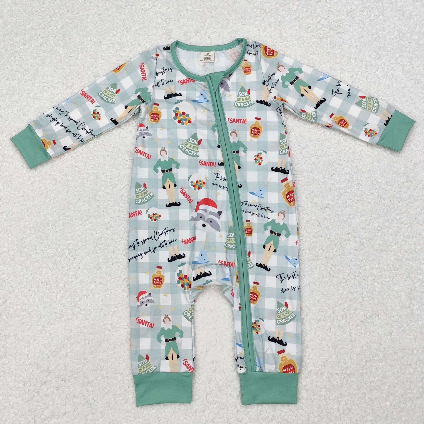 baby boy Christmas design long sleeve sleepwear matching bamboo pajama set