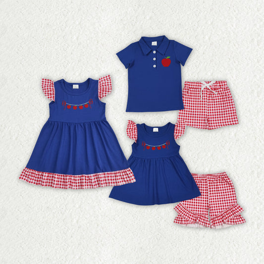 Baby girl apple design back to school outfit