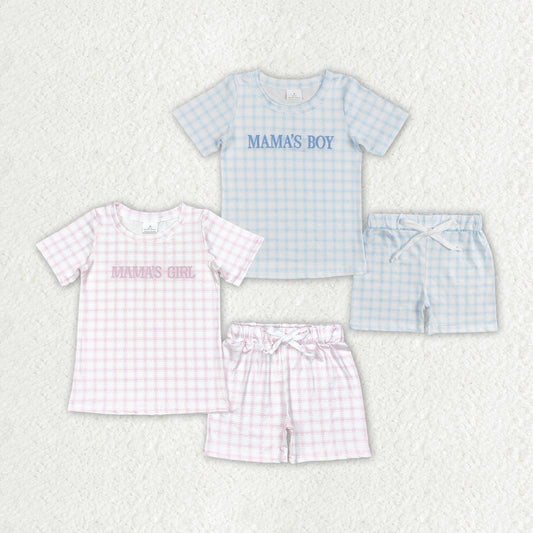 sister brother embroidery mamas girl daddys girl plaid matching wholesale outfit