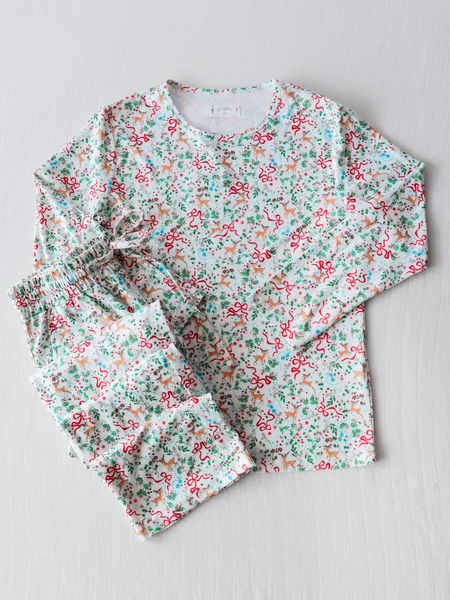 Infant baby girls Christmas holly pajama set clothes