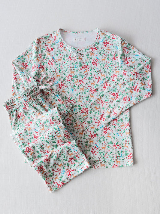 Infant baby girls Christmas holly pajama set clothes