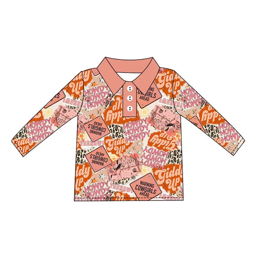 Kids western design long sleeve pullover