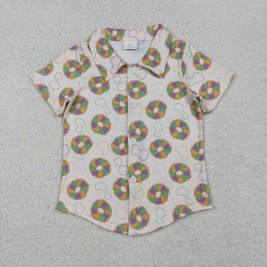 Mardi Gras donuts boy short sleeve t-shirt top
