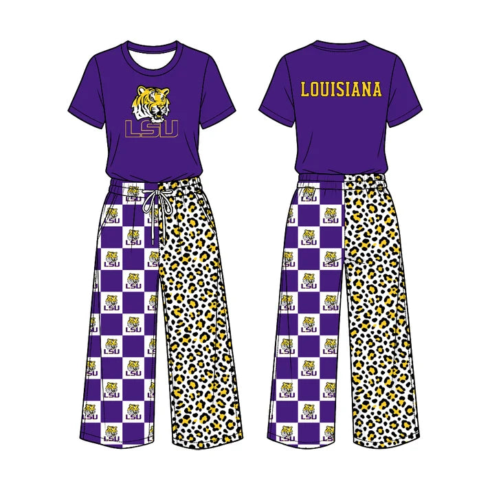Baby girl custom team cheer design long sleeve top pants set