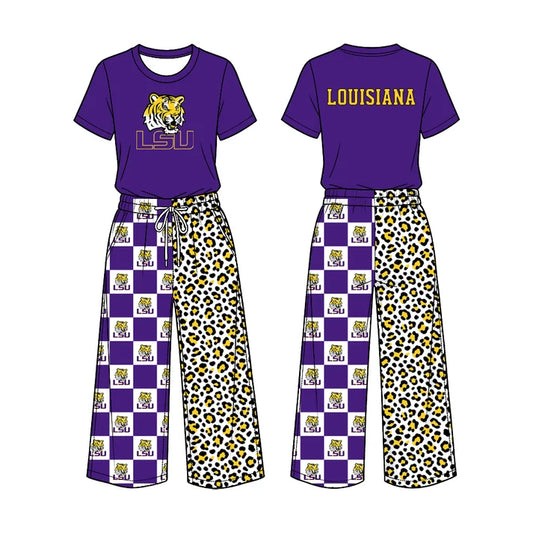 Baby girl custom team cheer design long sleeve top pants set