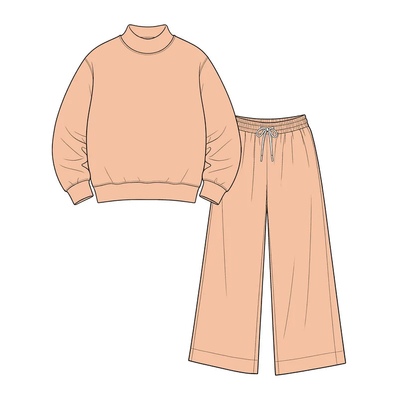 Toddle kids girl solid color spring fall design outfit