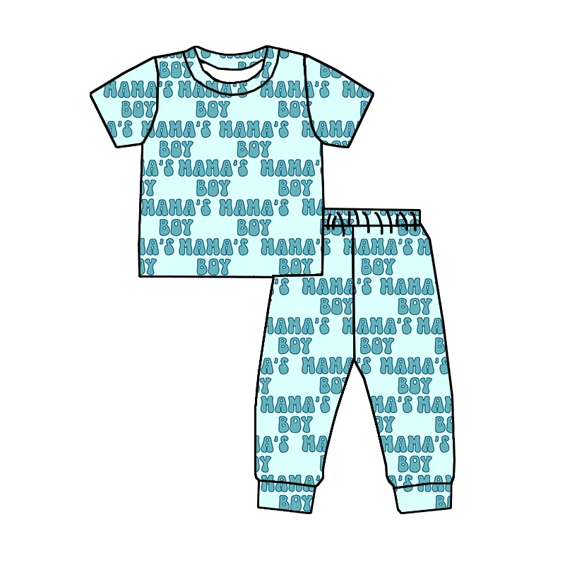 mamas boy letter print wholesale kids short sleeve pajama set