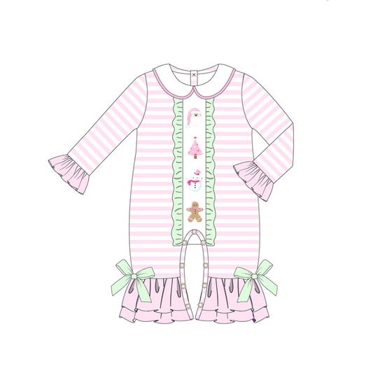 baby girls christmas santa claus tree gingerbread romper