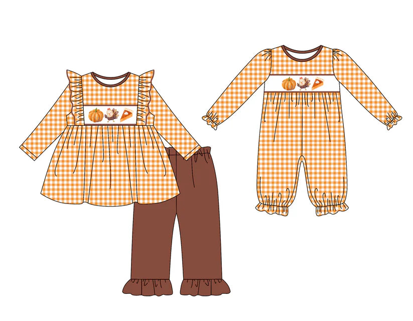 Thanksgiving turkey kids long sleeve matching clothes whoesale price