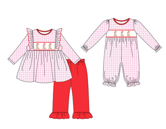 Christmas dog kids long sleeve matching clothes whoesale price