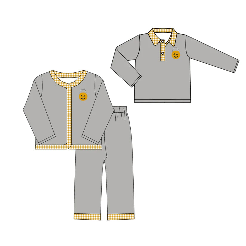 Halloween pumpkin kids long sleeve matching clothes whoesale price