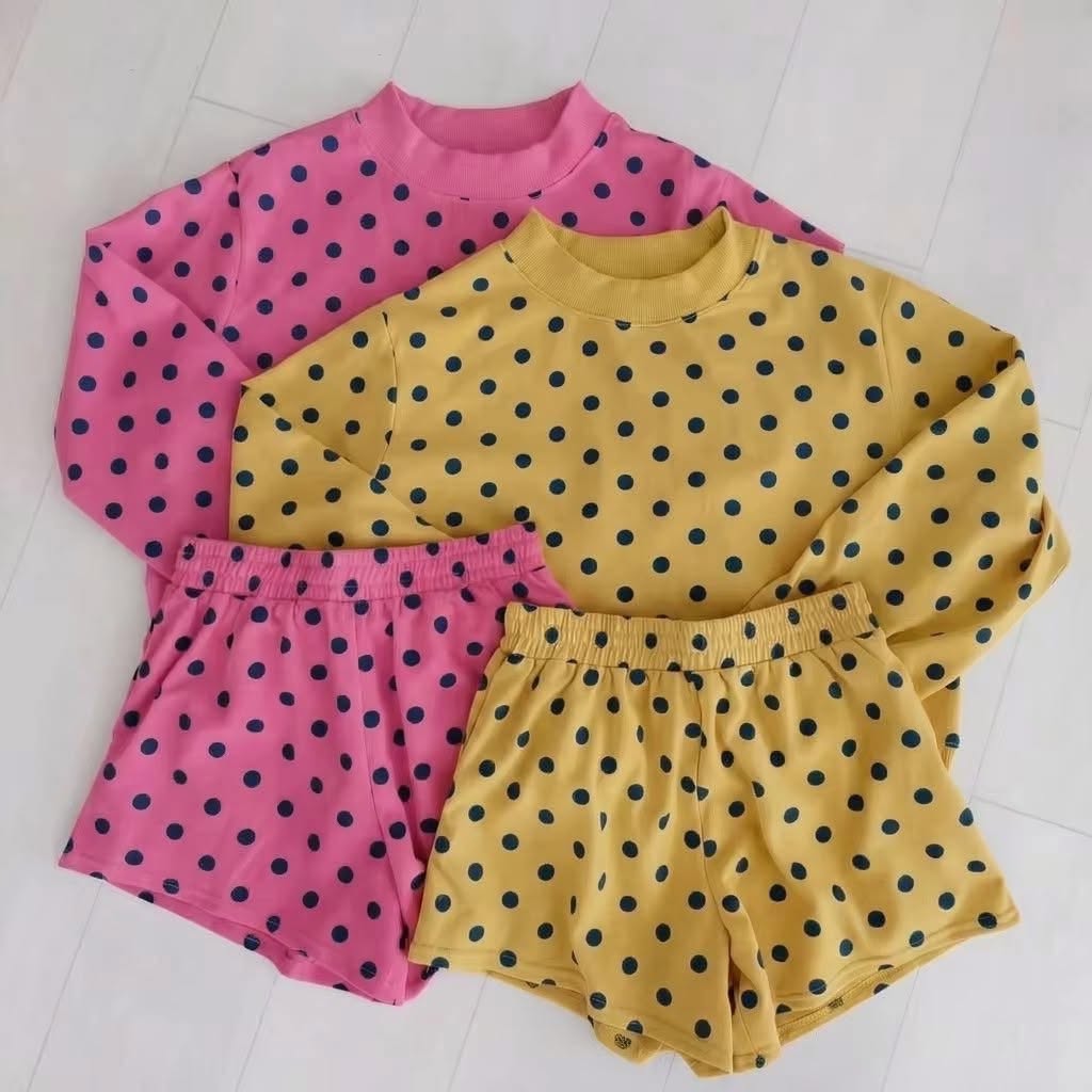 Toddle kids custom design polka dots summer short set