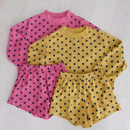 Toddle kids custom design polka dots summer short set