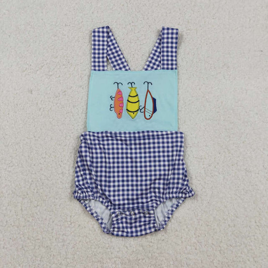 Toddle baby boy embroidery fishing design summer romper
