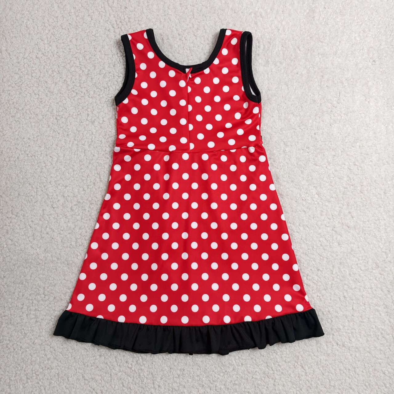 Red polka dots color girls summer yoga dress