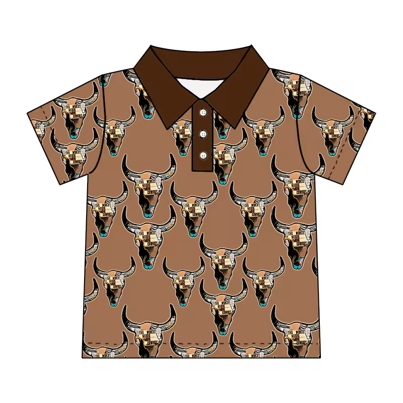 western cow boy short sleeve polo shirt
