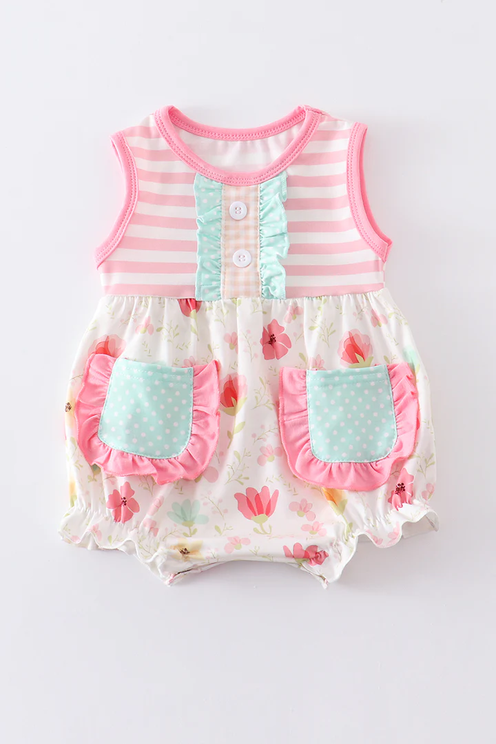 toddle girls floral pocket romper
