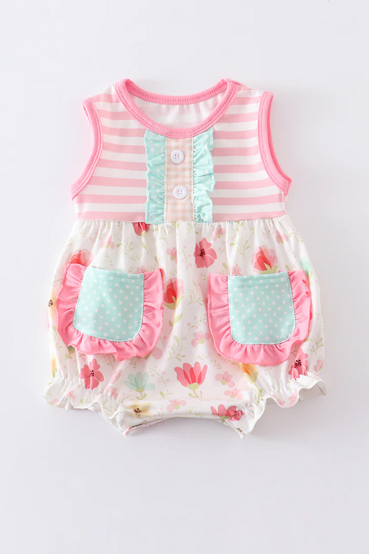 toddle girls floral pocket romper