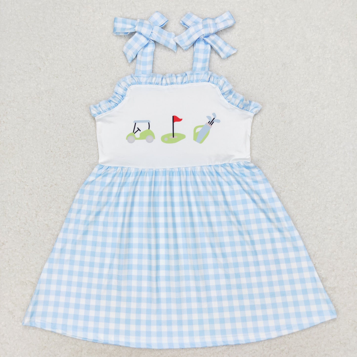 sister brother golf shirt blue gingham matching shorts outfit