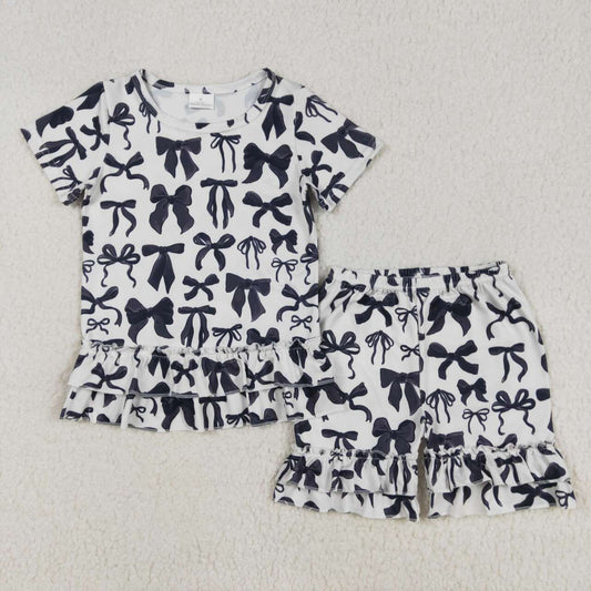 Baby girls black bow summer outfit