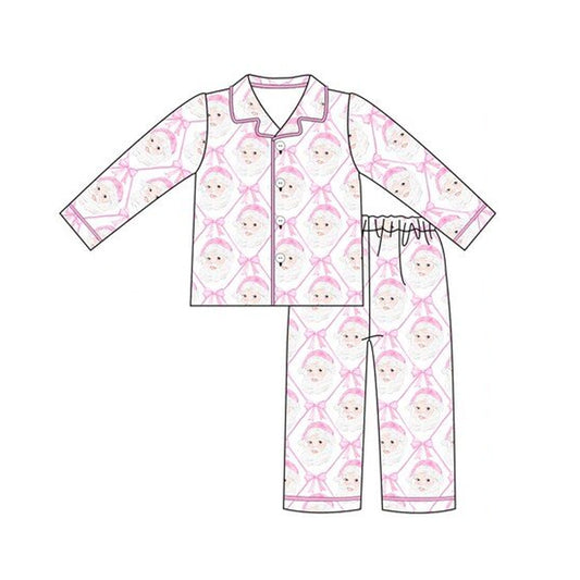 baby  girls Christmas Santa Claus button down pajama set