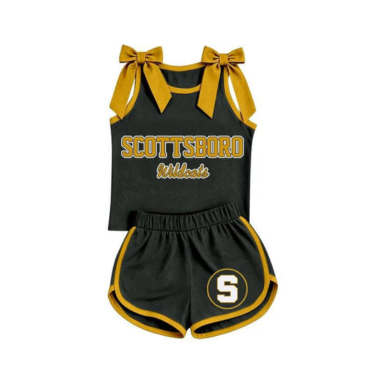 Custom team sleeveless top matching shorts girls summer outfit