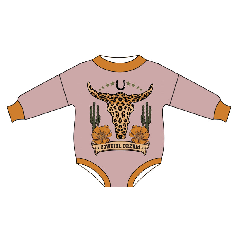 western dream baby girl long sleeve romper