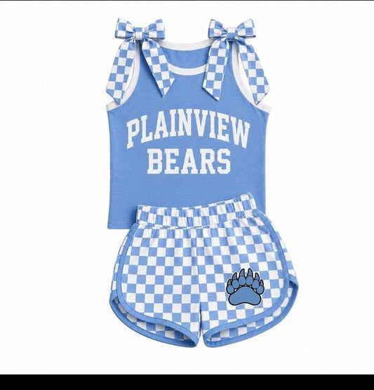 Custom team sleeveless top matching shorts girls summer outfit