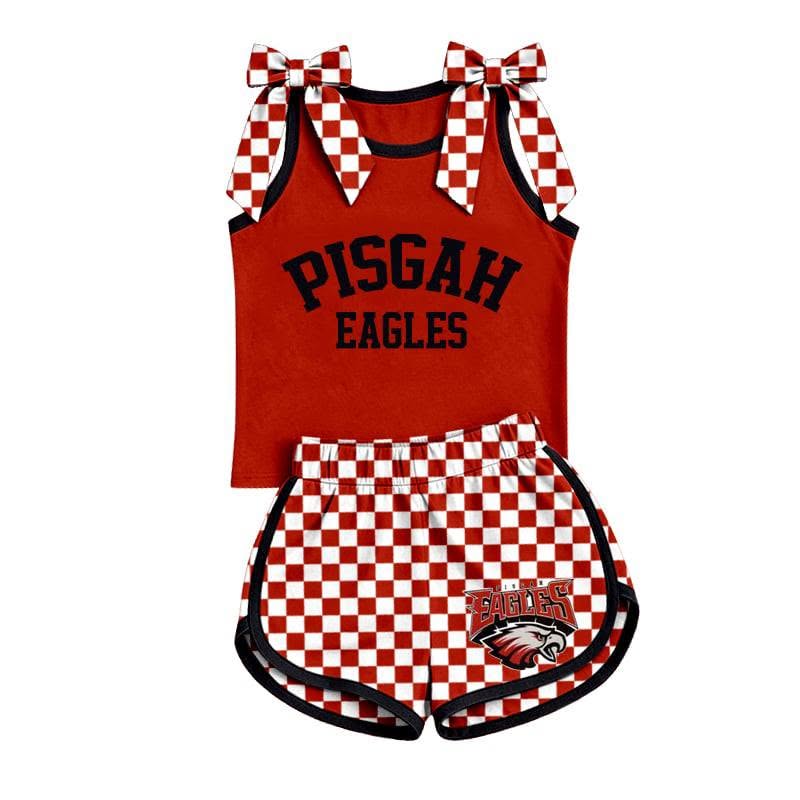 Custom team sleeveless top matching shorts girls summer outfit