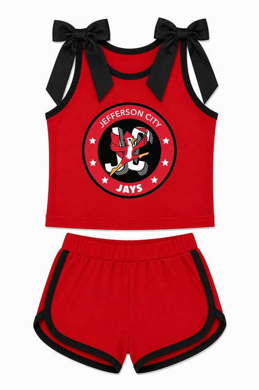 Custom team sleeveless top matching shorts girls summer outfit