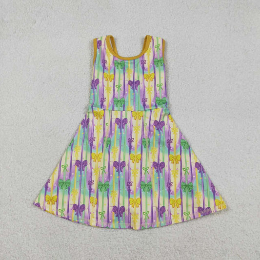 Mardi Gras bow design girls yoga dress
