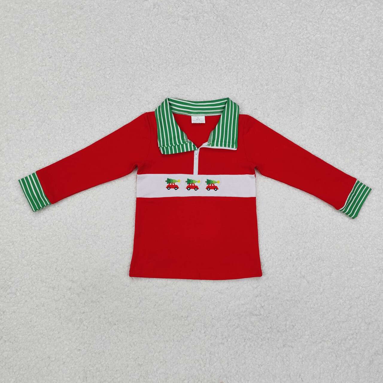 Wholesale kids baby boyembroidery  Christmas tree truck top