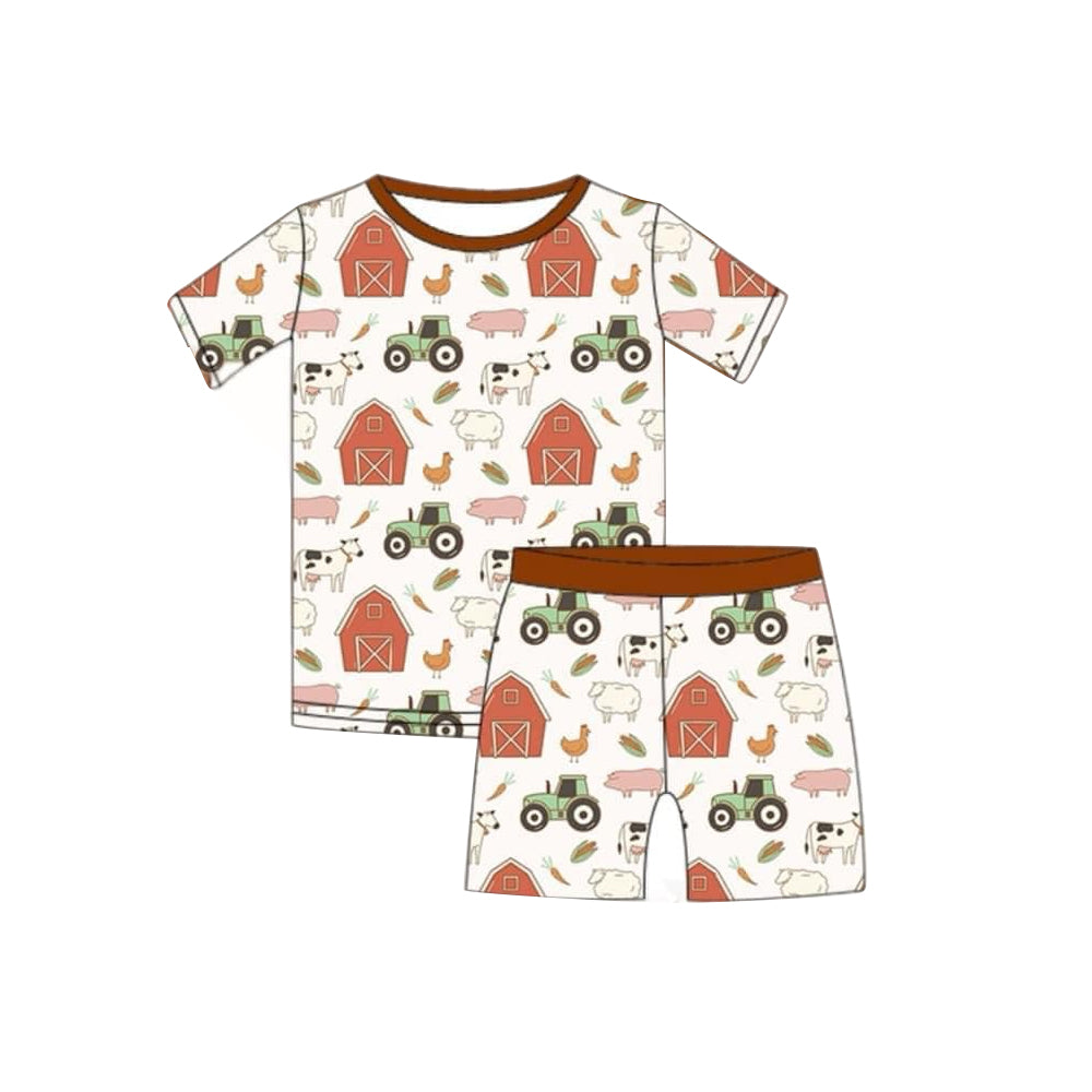 kids baby wholesale farm animal short sleeve outfit