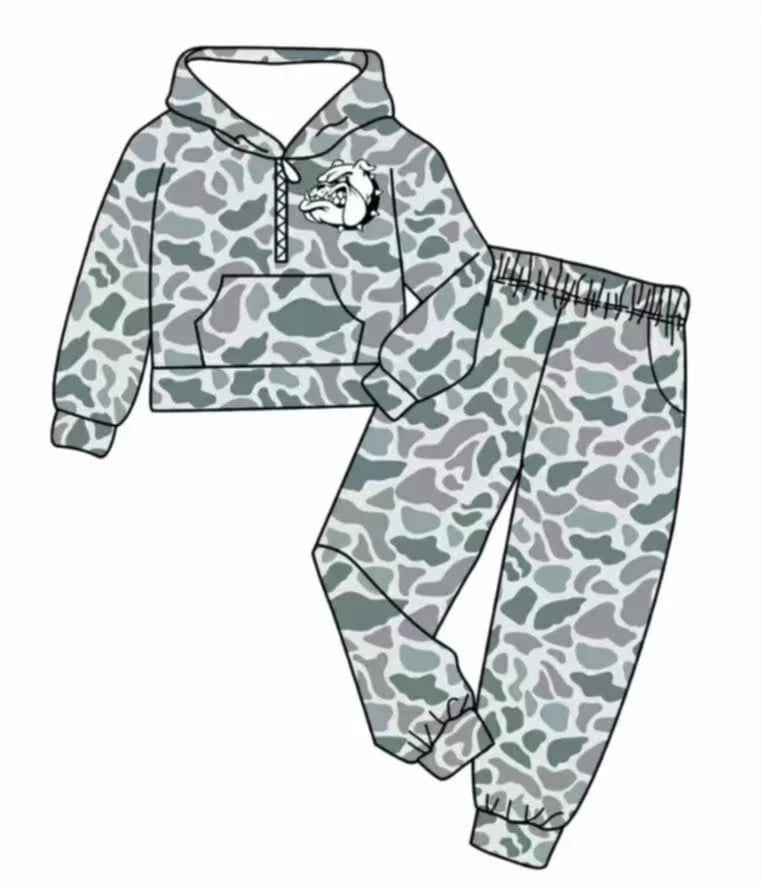 Camo design kids long sleeve team outfit wholesal factory price