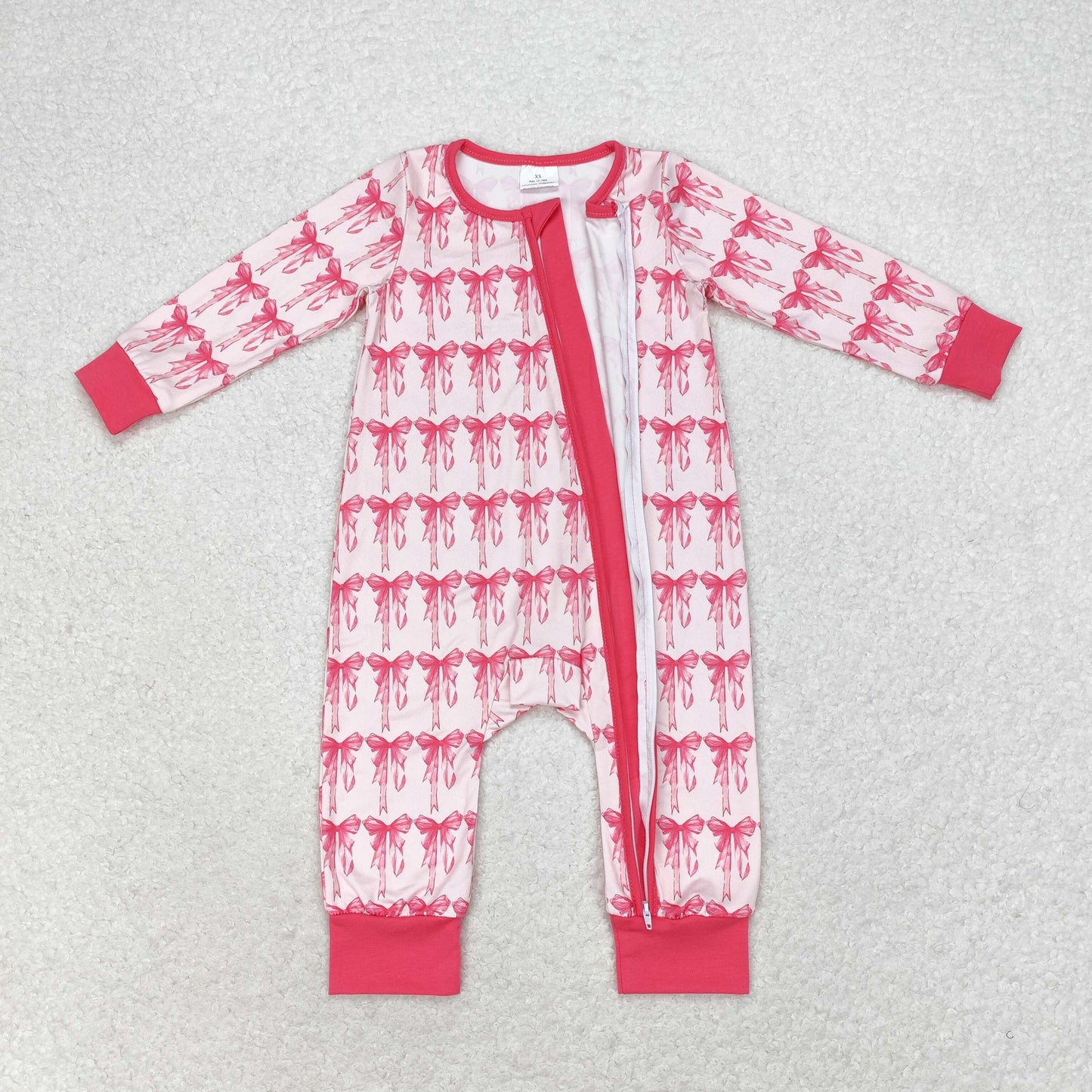 best sister long sleeve pink bow print pajama set