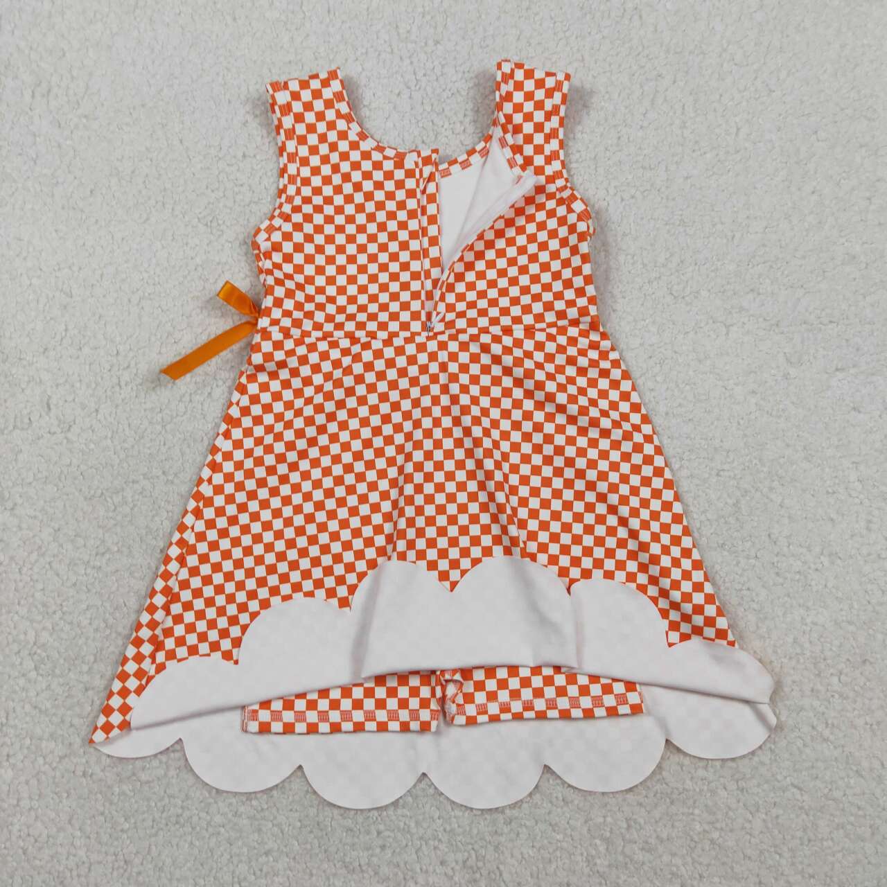 Orange plaid design toddle baby girls active wear yoga dress