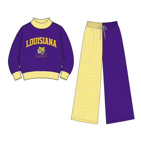 Toddle kids girls custom louisiana design long sleeve outfit