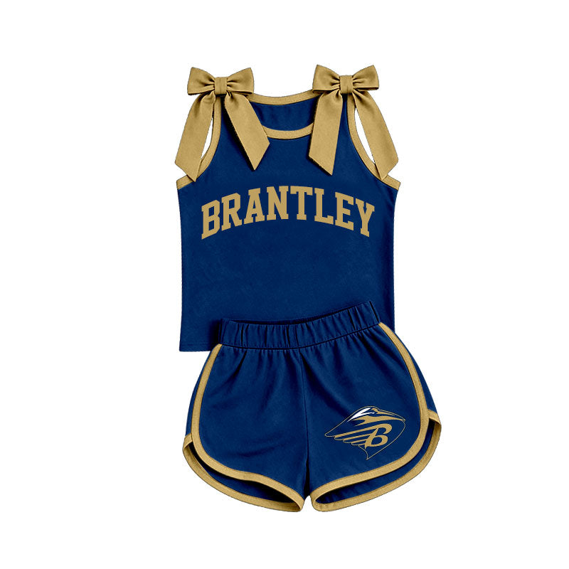 Custom team bow top matching shorts girls summer outfit