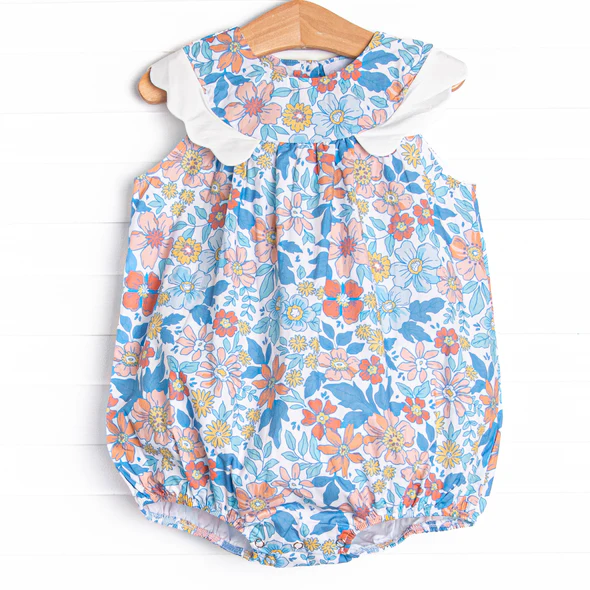 toddle baby girl blue floral design romper