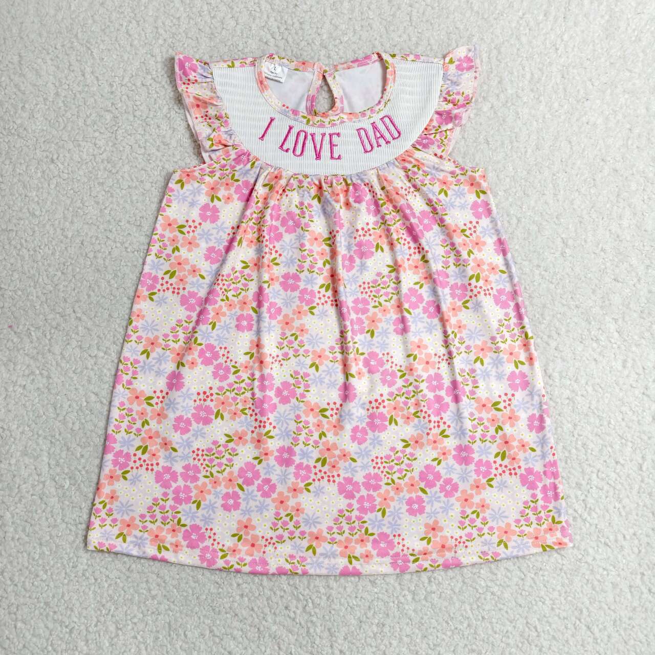 I love dad girls summer floral smocked dress