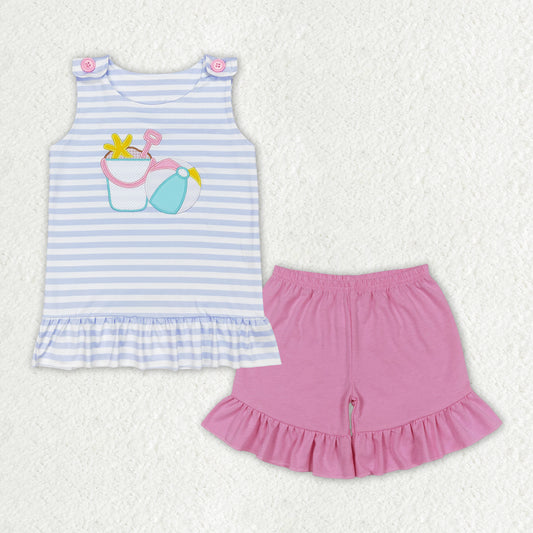 toddle baby girls summer beach tool embroidery outfit