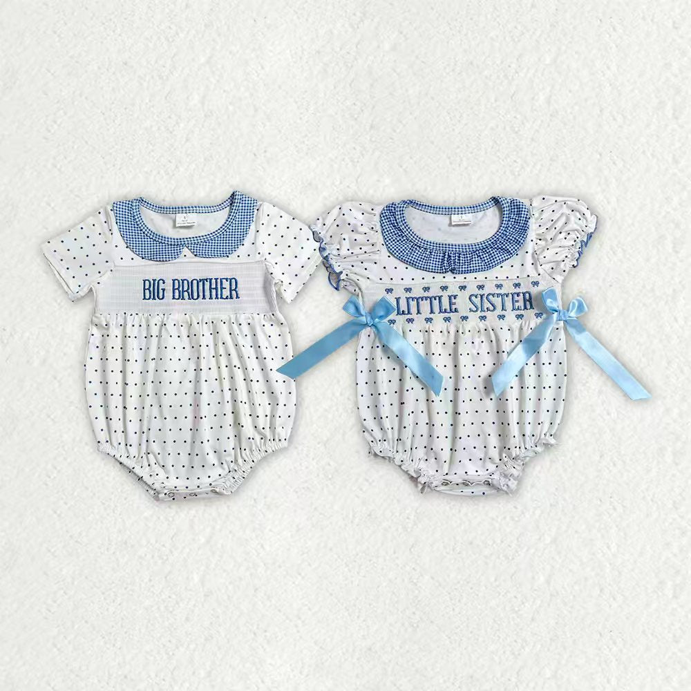 Big brother design toddle boy baby smocked romper