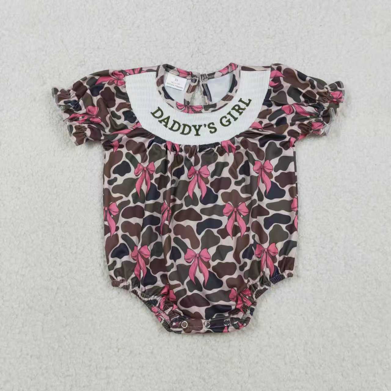 Daddys girl camo design summer smocked outfit