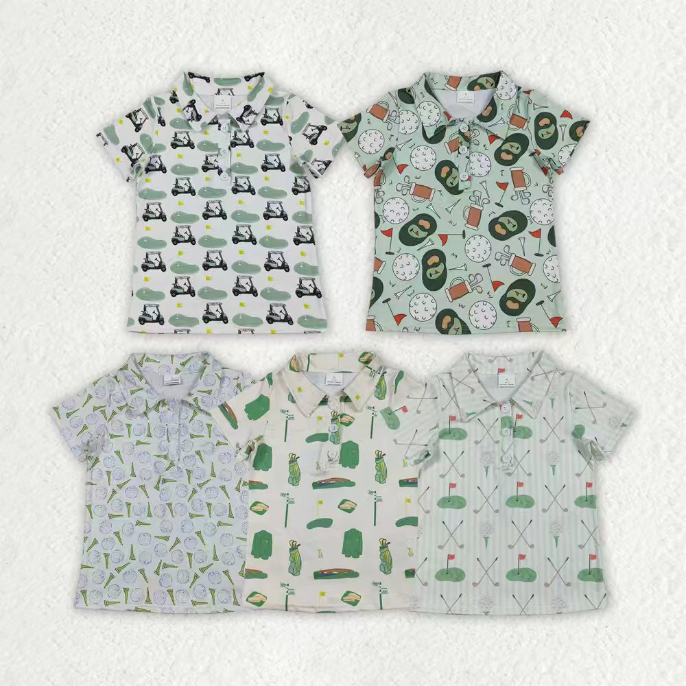 Golf design boy short sleeve polo shirt