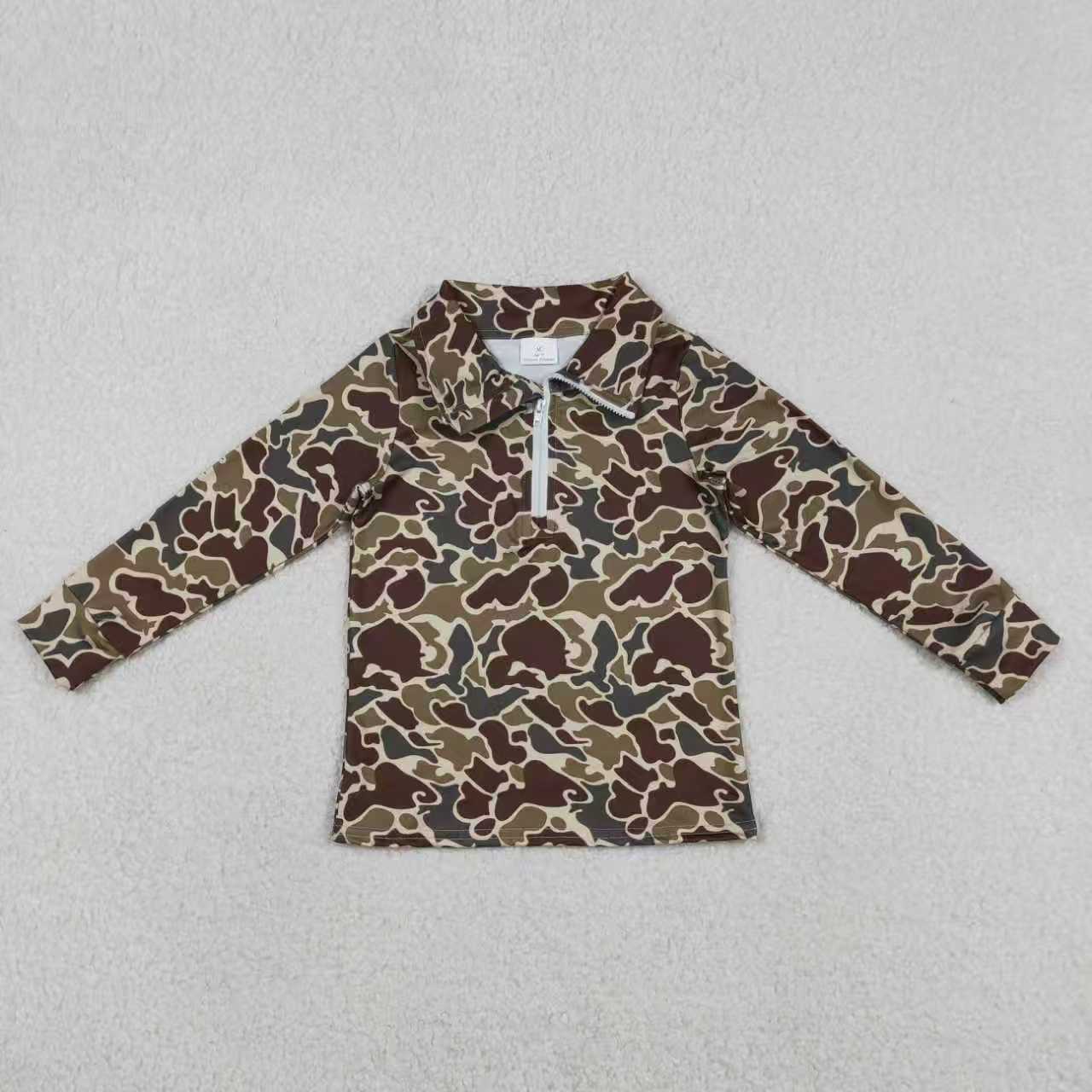 Brown camouflage boy short sleeve top