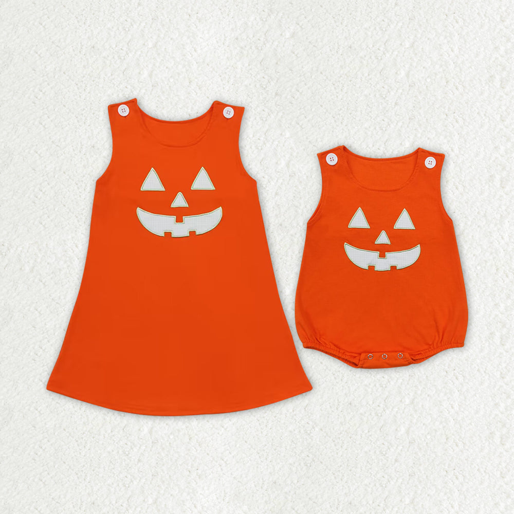 sister brother embroidery halloween pumpkin matching clothes