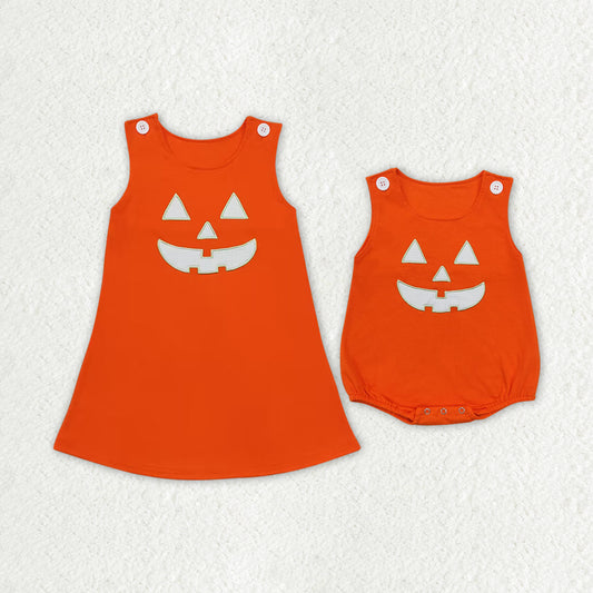 sister brother embroidery halloween pumpkin matching clothes