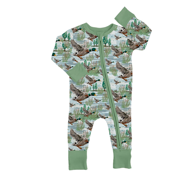 baby  long sleeve mallard duck zip romper