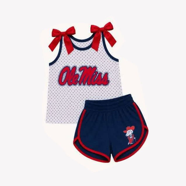 Custom team bow top matching shorts girls summer outfit