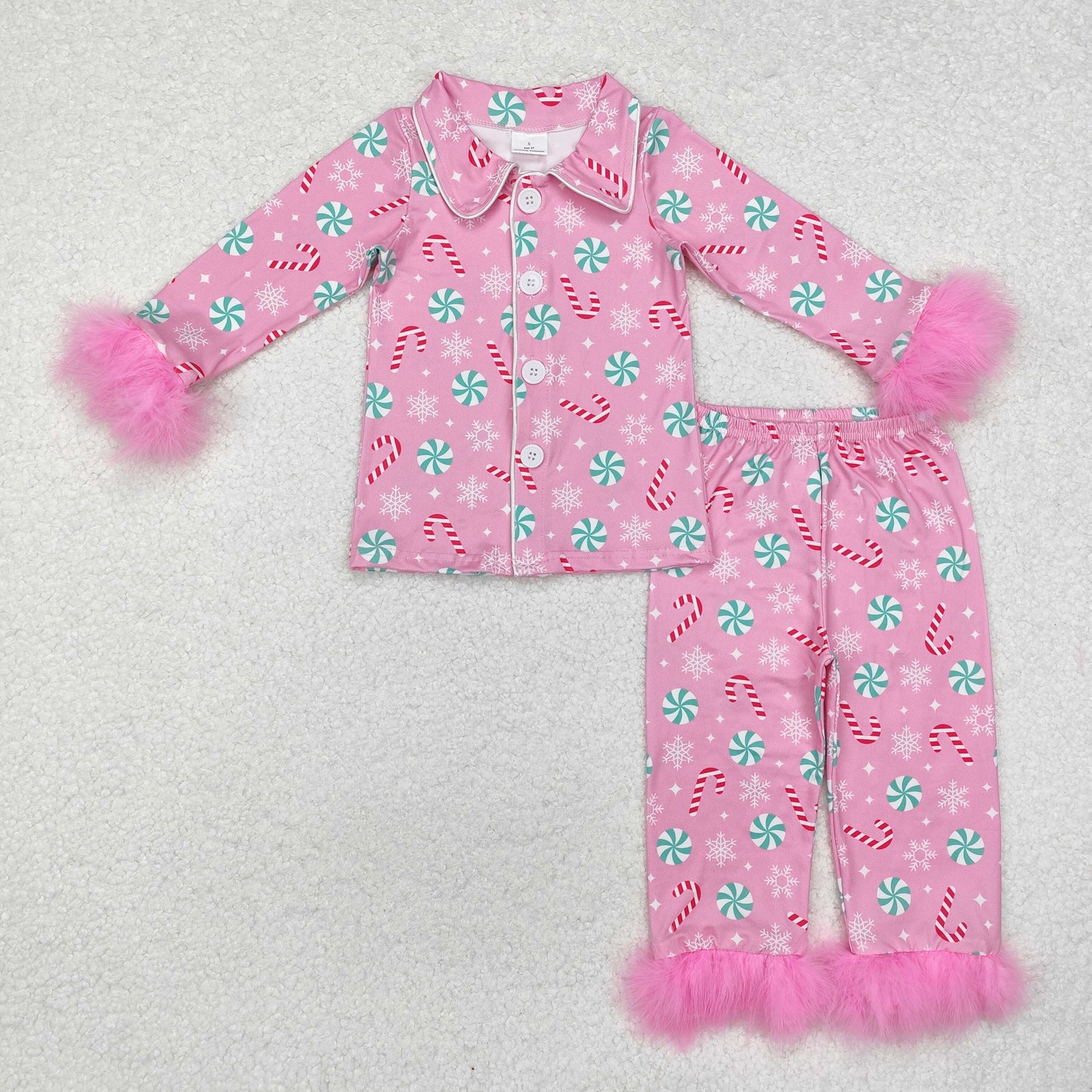 Mommy and Me Christmas candy cane long sleeve matching pajama set